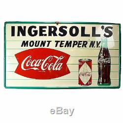 1960 Coca Cola Coke Sign Diamond Store Advertising Metal Large Vintage