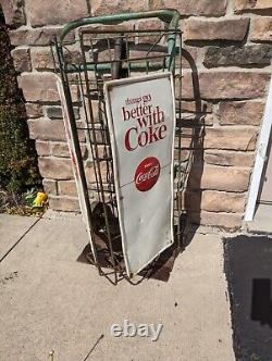 1960's Coca-Cola Hand Truck Delivery Dolly Double Sign Things Go Better. Coke