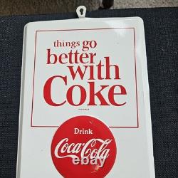 1960's Original Coke Embossed Metal Calendar Holder things go better with Coke