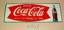 1960s COCA COLA METAL DISPLAY SIGN BEAUTIFUL CONDITION 31 BY 12 INCHES