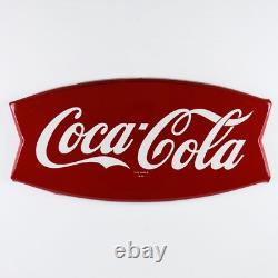 1960s Coca Cola Fishtail Die Cut Metal Sign Marked AM 114 26 Inches Long