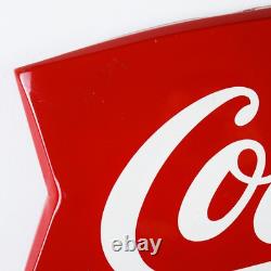 1960s Coca Cola Fishtail Die Cut Metal Sign Marked AM 114 26 Inches Long