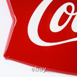1960s Coca Cola Fishtail Die Cut Metal Sign Marked AM 114 26 Inches Long
