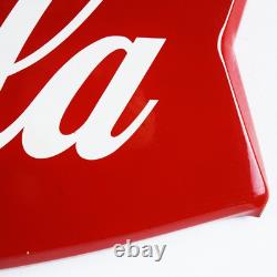 1960s Coca Cola Fishtail Die Cut Metal Sign Marked AM 114 26 Inches Long