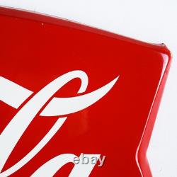 1960s Coca Cola Fishtail Die Cut Metal Sign Marked AM 114 26 Inches Long