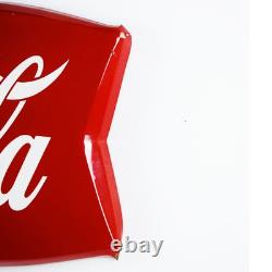 1960s Coca Cola Fishtail Die Cut Metal Sign Marked AM 114 26 Inches Long