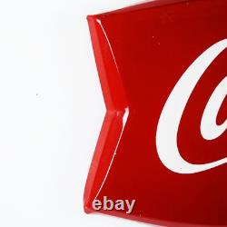 1960s Coca Cola Fishtail Die Cut Metal Sign Marked AM 114 26 Inches Long