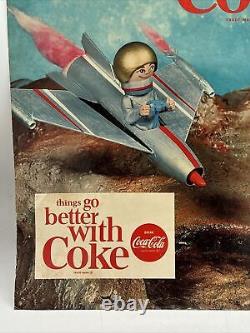 1960s Coca Cola Sign Coke & Corndog Astronaut Rocketship Space Age