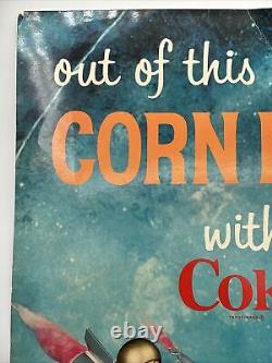 1960s Coca Cola Sign Coke & Corndog Astronaut Rocketship Space Age