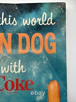 1960s Coca Cola Sign Coke & Corndog Astronaut Rocketship Space Age