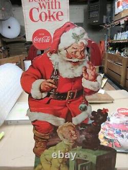 1960s Coca Cola Things Go Better Coke Holidays Christmas Cardboard Sign Santa A