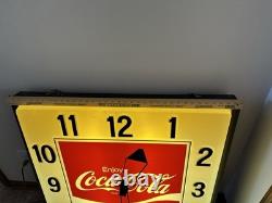 1960s ENJOY COCA COLA 36 X 36 Large Advertising CLOCK ILLUMINATED DIAL SIGN