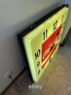 1960s ENJOY COCA COLA 36 X 36 Large Advertising CLOCK ILLUMINATED DIAL SIGN
