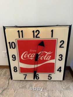 1960s ENJOY COCA COLA 36 X 36 Large Advertising CLOCK ILLUMINATED DIAL SIGN