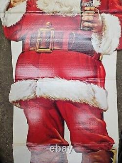 1960s Life Size Santa Christmas Coca Cola Bottle Sign Holiday Refreshment 58x29