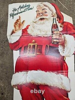 1960s Life Size Santa Christmas Coca Cola Bottle Sign Holiday Refreshment 58x29