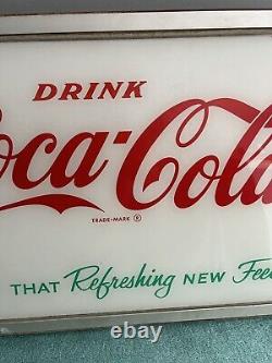 1960s Refreshing new Feeling/ Drink Coca Cola. Machine plastic light panel 24x15