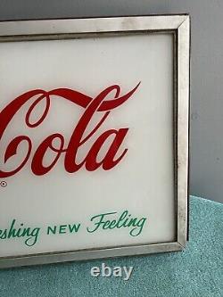 1960s Refreshing new Feeling/ Drink Coca Cola. Machine plastic light panel 24x15