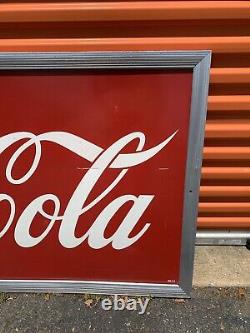 1960s Tin Enjoy Coca Cola Sign Huge 68x34 Framed