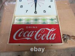 1960s Vintage Drink Coca Cola Starburst Bottle Hanging Wall Clock Sign xyzz