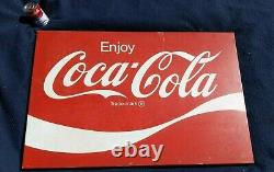 1970's COCA COLA Sign Metal Dynamic Ribbon 36x24 Authentic