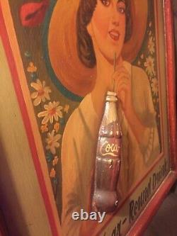 1970's Coca Cola Wooden sign. 3D Coke Bottle Hand Painted 3ft X 2ft X 1