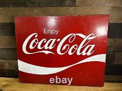 1970's Original Vintage Enjoy Coca Cola Metal Sign