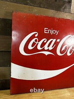 1970's Original Vintage Enjoy Coca Cola Metal Sign