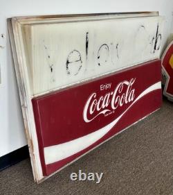 1970s-80s Enjoy CocaCola / Yellow Cab Large Outdoor Sign Original Vintage