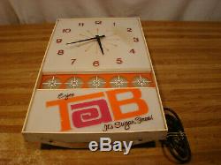1970s ENJOY TAB VINTAGE LIGHTED CLOCK ADVERTISING SIGN COKE VINTAGE SODA