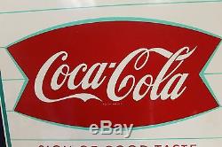 1970s Original Coca-Cola Fishtail Coke Advertising Metal Flange Sign