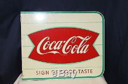 1970s Original Coca-Cola Fishtail Coke Advertising Metal Flange Sign
