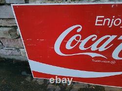 1970s Original Vintage Enjoy Coke Metal Sign Coca Cola Gas Station 65x31 am 1 19
