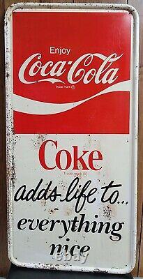 1976 Vintage Coca-Cola metal sign original Coke adds life to everything nice