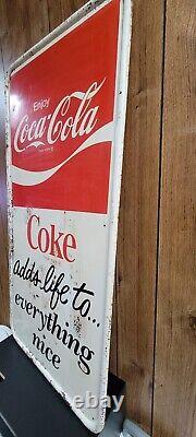 1976 Vintage Coca-Cola metal sign original Coke adds life to everything nice