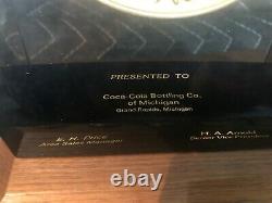 1980's Coca Cola Fountain Wholesaler Gallonage Award Vintage Coke Bottler Sign