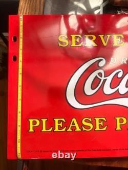 1990 Porcelain Heavy CokeCola 11.5x23 advertising Display Sign