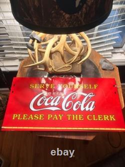 1990 Porcelain Heavy CokeCola 11.5x23 advertising Display Sign