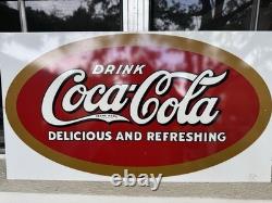 1990s Drink Coca-Cola Metal Tin Advertising Sign 29 x 16in