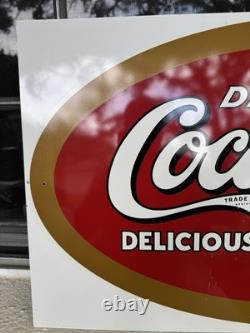 1990s Drink Coca-Cola Metal Tin Advertising Sign 29 x 16in