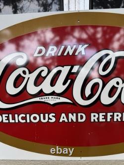 1990s Drink Coca-Cola Metal Tin Advertising Sign 29 x 16in