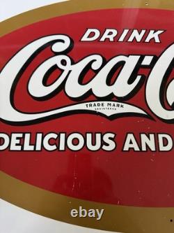1990s Drink Coca-Cola Metal Tin Advertising Sign 29 x 16in