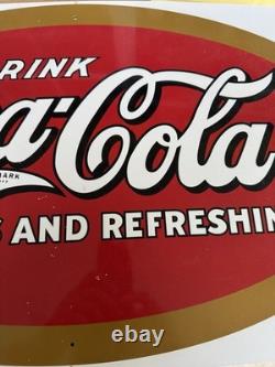 1990s Drink Coca-Cola Metal Tin Advertising Sign 29 x 16in