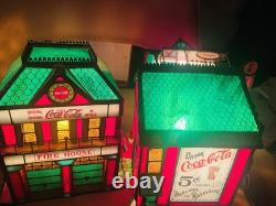 1997 Coca Cola Franklin Mint Stained Glass Gas Station Table Lamp Collectible
