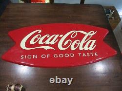 1998 Coca Cola Sign of Good Taste Fish Tail soda advertising sign 24'' tacker