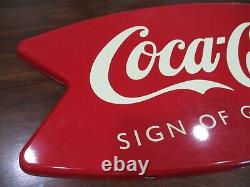 1998 Coca Cola Sign of Good Taste Fish Tail soda advertising sign 24'' tacker