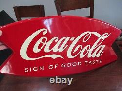 1998 Coca Cola Sign of Good Taste Fish Tail soda advertising sign 24'' tacker