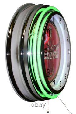 19 Coca-Cola 1930's Bottle Sign Double Neon Clock (Green)