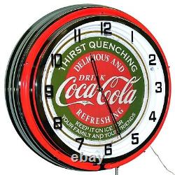 19 Drink Coca-Cola Thirst Quenching Sign Double Neon Clock (Red)