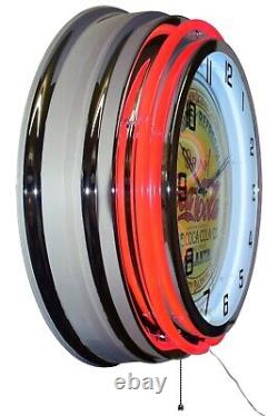 19 The Coca-Cola Co. Sign Double Neon Clock Home Bar Decor (Red)